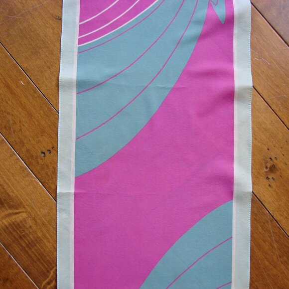 Vintage Oblong Scarf by Karina Purple Mint Green Pink Made in Italy Abstract - Picture 3 of 11